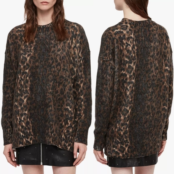 All Saints Leopard Print Jumper Knit 